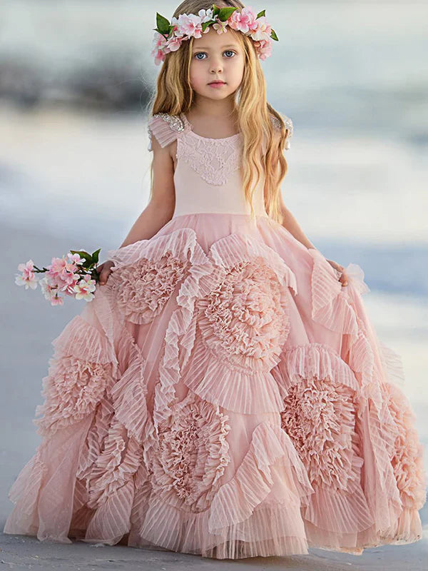 Lovely Soft Pink Flower Girl Dress For Beach Wedding Unique Little Girl Dress
