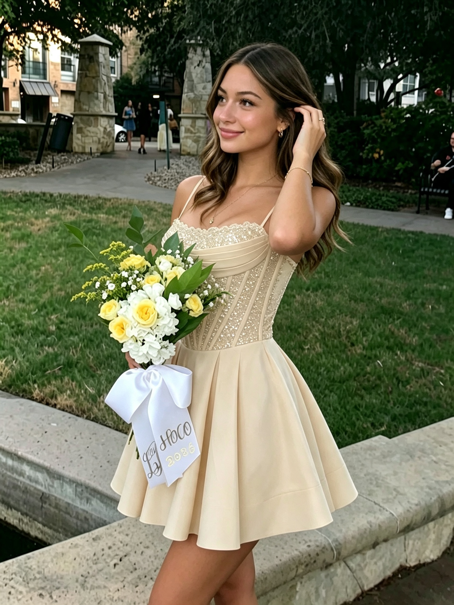 Sparkly Sequin A Line Mini Spaghetti Strap Lace Up Homecoming Dresses