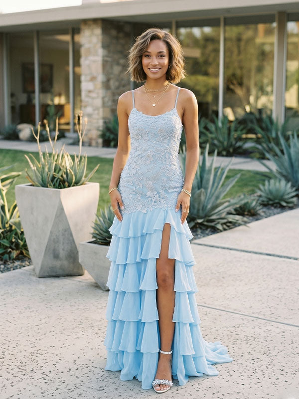 Front view of Etherelegown luxury 3D floral jacquard evening gown, showcasing the exquisite textured embroidery and elegant high-end silhouette in natural light.
