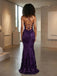 Luxury dark purple lace-up back evening dress with hourglass silhouette
