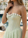 Mint Rose Corset Mini Dress – Strapless Lace Party Dress with 3D Rose Trim