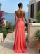 Sunset Coral Satin Mermaid Gown – Ruched Bust Open-Back Formal Dress