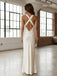 Sexy Satin V-neck Ivory Backless Lace Mermaid Long Prom Dress Party Gown