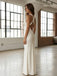 Sexy Satin V-neck Ivory Backless Lace Mermaid Long Prom Dress Party Gown