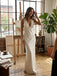 Sexy Satin V-neck Ivory Backless Lace Mermaid Long Prom Dress Party Gown
