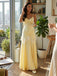 Butter Yellow Satin Maxi Dress – Lace Detail Wedding Guest Gown