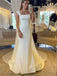 Elegant Satin White Square Straps Mermaid Long Wedding Dress