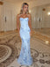 Gorgeous Sweetheart Spaghetti Strap Lace Up Appliques Mermaid Long Prom Dress Evening Dress