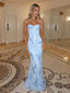 Gorgeous Sweetheart Spaghetti Strap Lace Up Appliques Mermaid Long Prom Dress Evening Dress