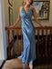 Satin Halter Cross Back Open-Back Maxi Dress - V-Neck Formal Gown for Weddings & Prom