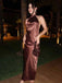 Satin Halter Turtleneck Open-Back Maxi Dress - Formal Gown for Weddings & Events