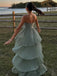 Chic Malachite Green Chiffon Strapless A-line Prom Dress with Sweetheart Neckline & Multi-layer Skirt