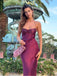 Charming Wine Red Satin Sweetheart Beaded Spaghetti Strap Halter Backless Mermaid Long Prom Dress