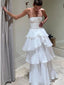 Chic Chiffon White Strapless A-line Zipper Long Prom Dress