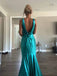 Chic Satin V-neck Backless Mermaid Long Prom Dress