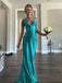 Chic Satin V-neck Backless Mermaid Long Prom Dress