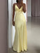 Classic Satin Yellow V-neck Spaghetti Strap Bow-Tie Mermaid Long Prom Dress
