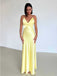 Classic Satin Yellow V-neck Spaghetti Strap Bow-Tie Mermaid Long Prom Dress