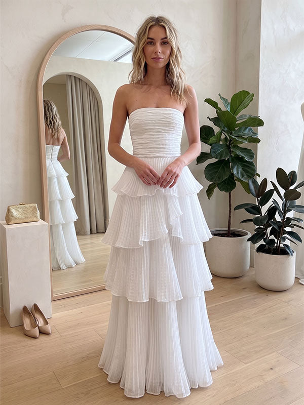 lightweight bridal shower dress soft white fabric