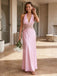 petal pink satin halter maxi dress plunge neckline front view