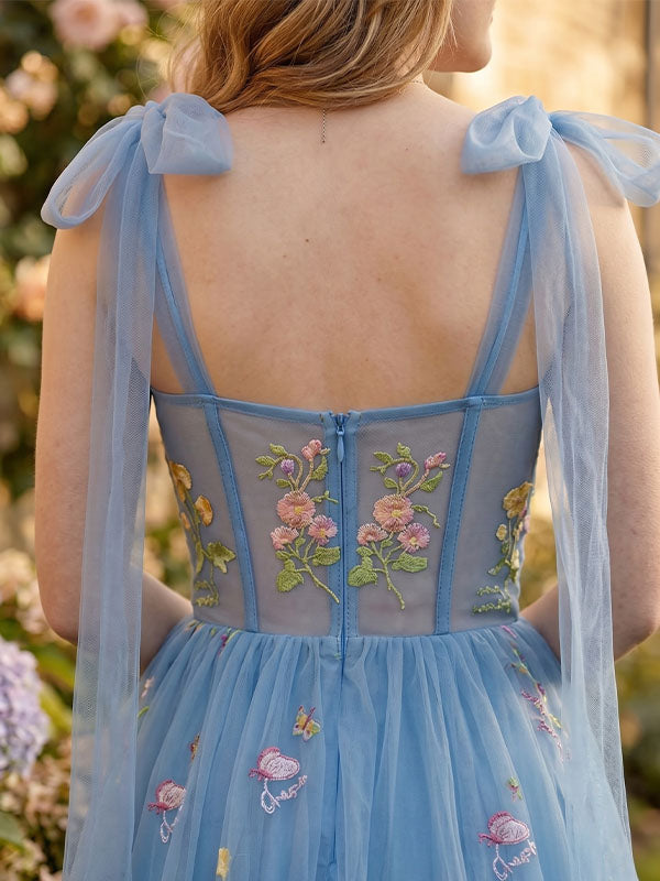 sheer corset floral embroidered gown close up detail