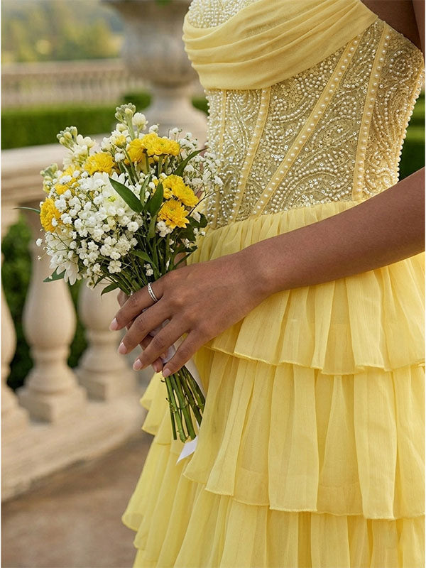 strapless corset dress beaded bodice detail close-up