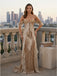 golden sequin embroidery off shoulder evening gown full view
