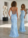 lace up blue prom dress elegant look