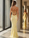 bright yellow prom dress body hugging silhouette lace up