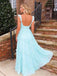 Elegant Mint Blue Cutout Sweetheart A-line Long Prom Dress