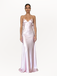 Elegant Satin Pink V-neck Spaghetti Strap Lace Up Mermaid Long Prom Dress