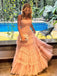 Elegant Tulle Princess Pink Strapless A-line Long Prom Dress
