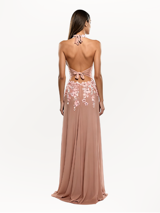 Elegant V-neck Spaghetti Strap Lace Appliques Lace Up Long Prom Dress