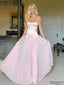 Blush Pink Satin & Chiffon Two-Tone Sweetheart Spaghetti Strap A-line Formal Dress