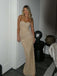Champagne Sequin Strapless Bodycon Mermaid Holiday Formal Gown
