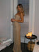 Champagne Sequin Strapless Bodycon Mermaid Holiday Formal Gown