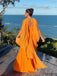 Etherealgown-Charming Tangerine V-neck Pleated Chiffon Strapless Halter A-line Formal Dress