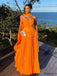 Etherealgown-Charming Tangerine V-neck Pleated Chiffon Strapless Halter A-line Formal Dress
