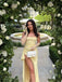 Chic Buttercup Yellow Satin Strap High-Slit Pleats Mermaid Long Prom Dress