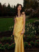 Etherealgown-Chic Buttercup Yellow Satin Sweetheart Spaghetti Strap Open Back Evening Gown