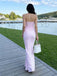 Elegant Blush Pink Satin Strapless Ruched Mermaid Long Prom Dress