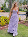 Etherealgown-Elegant Lavender Chiffon Sweetheart Spaghetti Strap Tiered Ruffle A-line Prom Dress