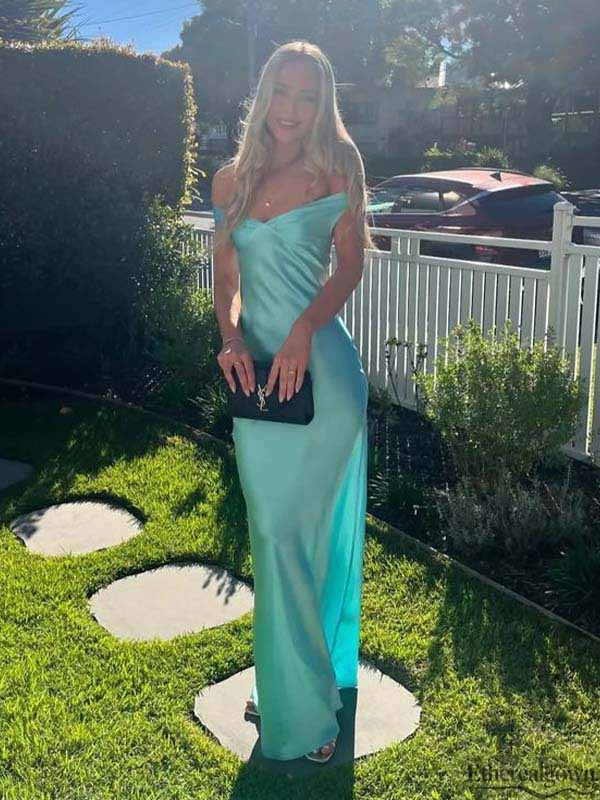 Etherealgown-Elegant Satin V-neck Off-the-Shoulder Strapless Open Back Mermaid Evening Gown