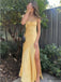Etherealgown-Elegant Sunflower Yellow Satin Sweetheart Strapless Side Slit Mermaid Long Prom Dress