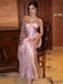 Etherealgown-Gorgeous Blush Rose Gold Tulle V-neck One-Shoulder Mermaid Evening Gown