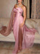 Etherealgown-Gorgeous Blush Rose Gold Tulle V-neck One-Shoulder Mermaid Evening Gown