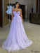 Gorgeous Lavender Tulle Beaded Strapless A-line Formal Dress