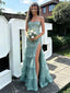 Gorgeous Teal Lace Sweetheart Embellished Tiered Mermaid Formal Garden Gown