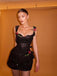 Premium Black Sequin Sweetheart Appliques Corset Mini Dress