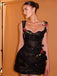 Premium Black Sequin Sweetheart Appliques Corset Mini Dress